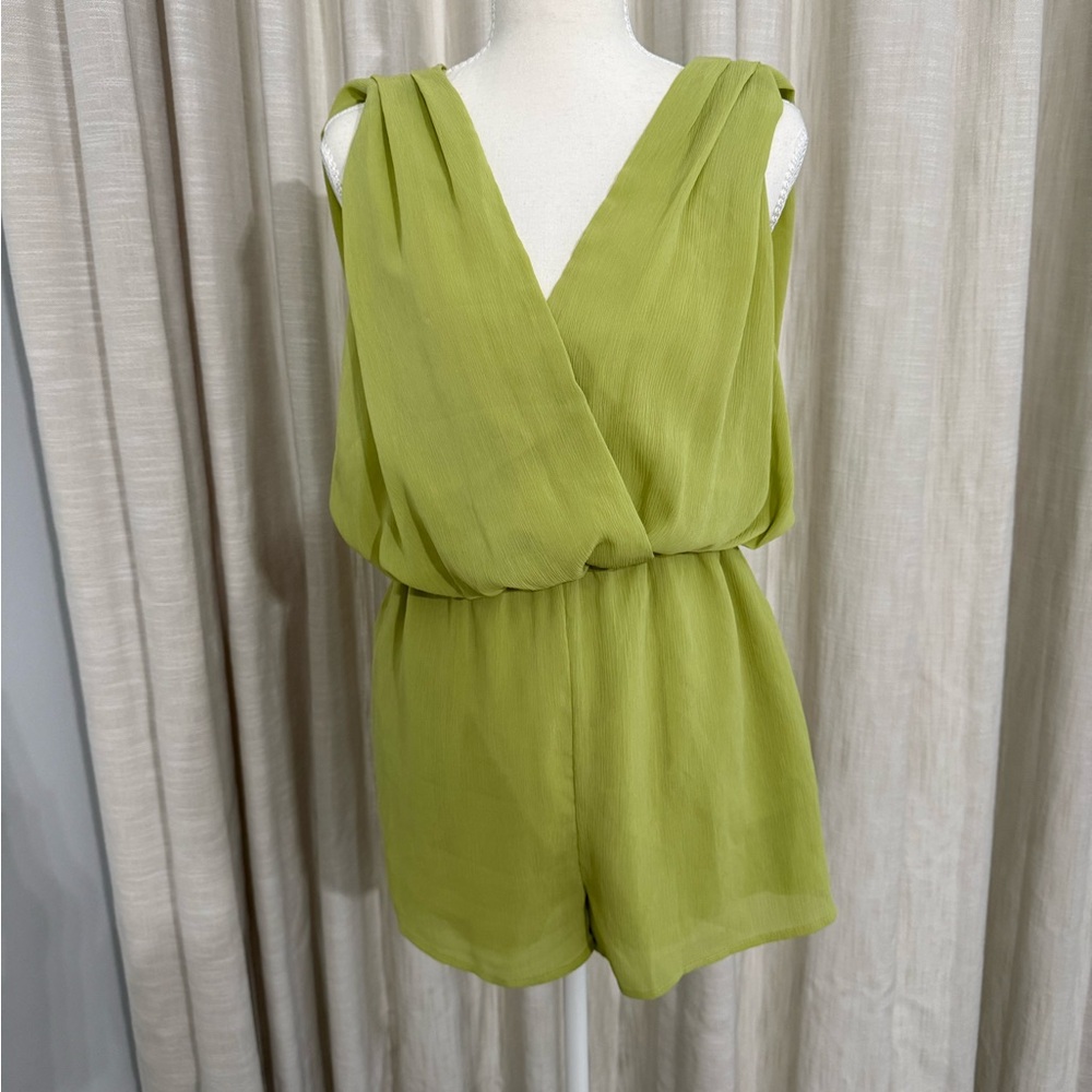 Lulu's Olive Green Sleeveless Wrap Romper